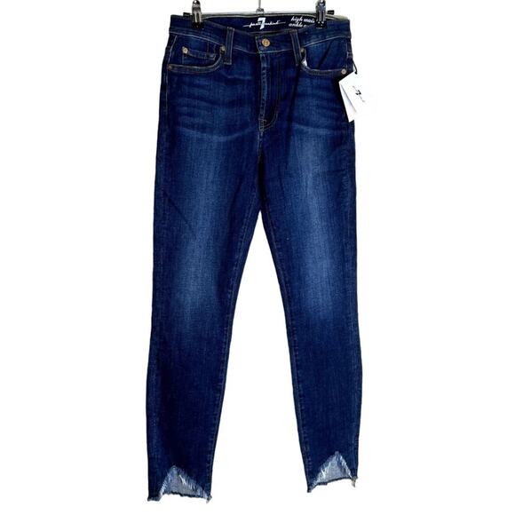 7 For All Mankind Ankle Gwenevere Jeans Women 23 x 32 Denim 5 Pocket High Waist - Picture 1 of 15